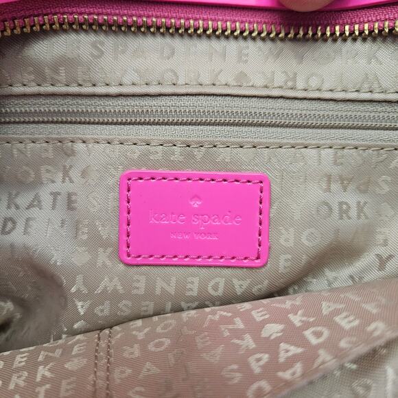 Kate Spade Harmony Metro Perforated Heart Tote Bag Hot Pink Patent Poly Vinyl - Picture 14 of 16